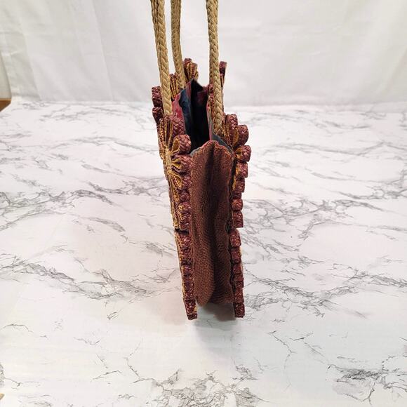 Woven Raffia Daisy Flower Tote Bag Natural Straw Boho 12x9 Medium Shoulder Bag - Picture 6 of 6